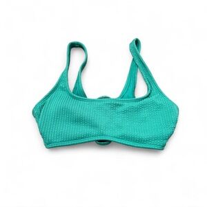 Xhileration Green Textured Cross Back Bikini Top
